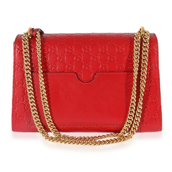 Gucci Red Guccissima Medium Padlock Shoulder Bag - Picture 3 of 8
